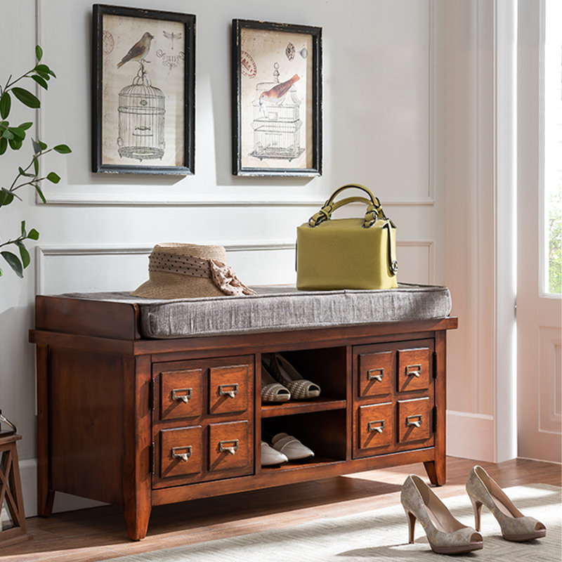 39.37Inch American Style Solid Wood Entryway Storage Bench