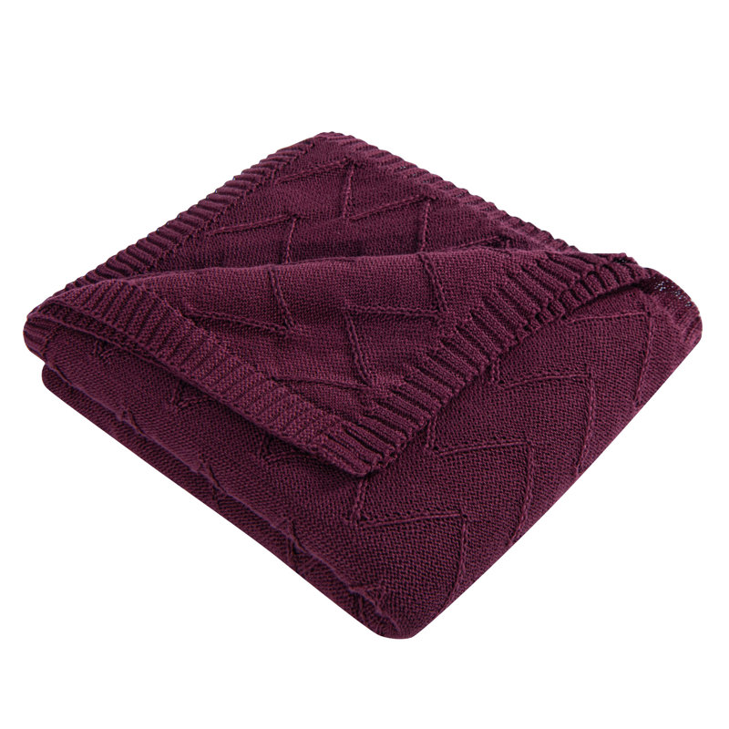 Jeté en tricot recyclé à chevrons - Doux et soyeux, couverture de canapé de 51 po x 67 po?, Rouge vin