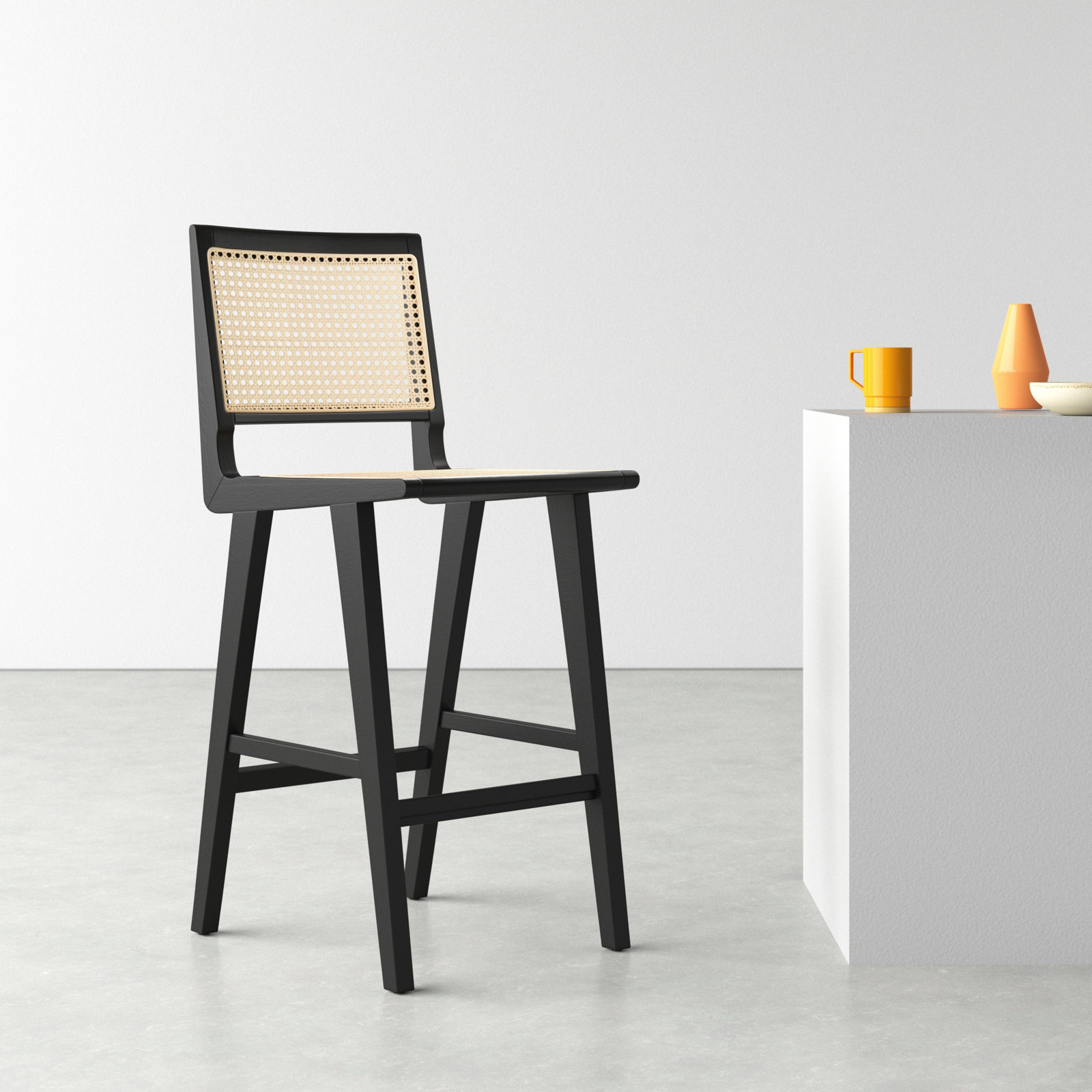 Atticus Bar Stool, Black, Bar Stool (29.5" Seat Height)