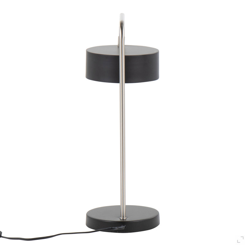 Lampe de table contemporaine en nickel et métal noir