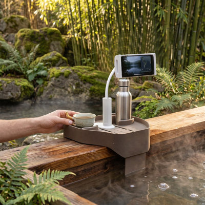 Plateau de spa imperméable et réglable avec 2 porte-gobelets antidérapant