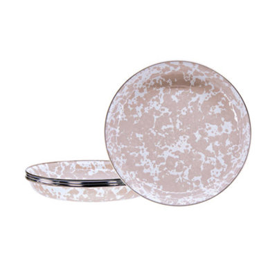 Set of 4 Taupe Swirl Pasta Plates