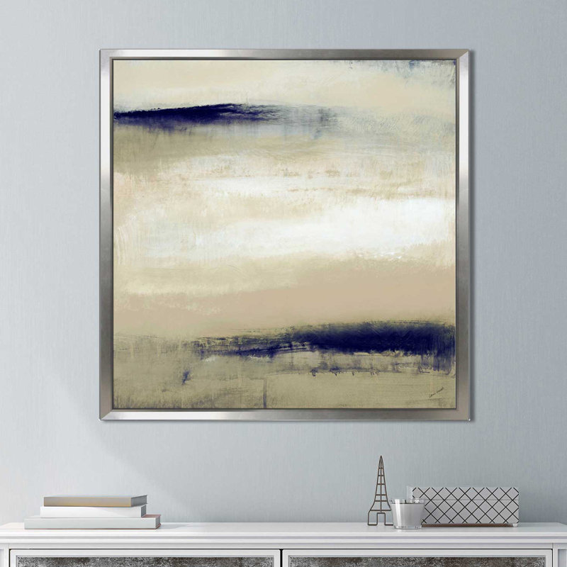 «Night Comes Through II», reproduction de peinture acrylique, H 39,5 po x l 39,5 po x P 2 po, Cadre flottant argent