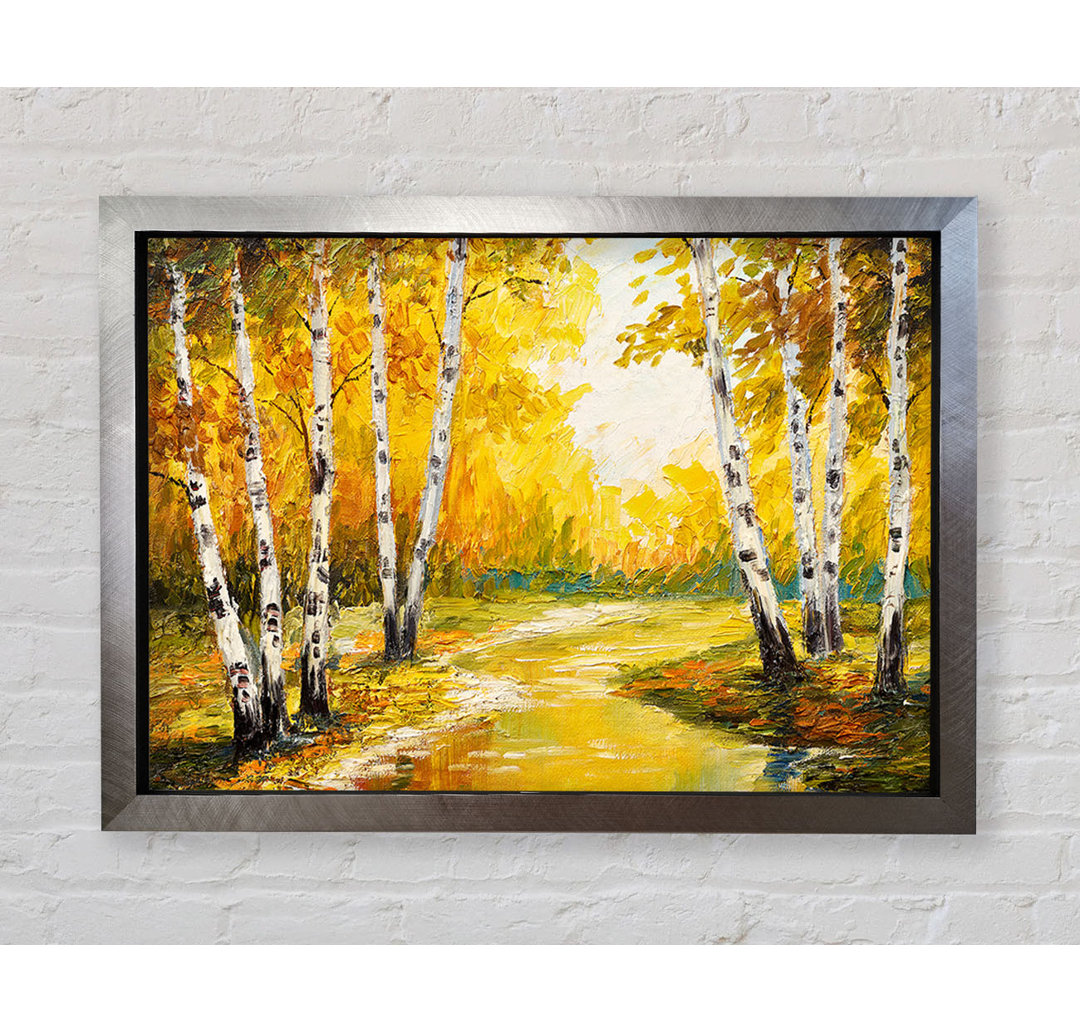 Yellow Silver Birch Walk - Einzelner Bilderrahmen Kunstdrucke