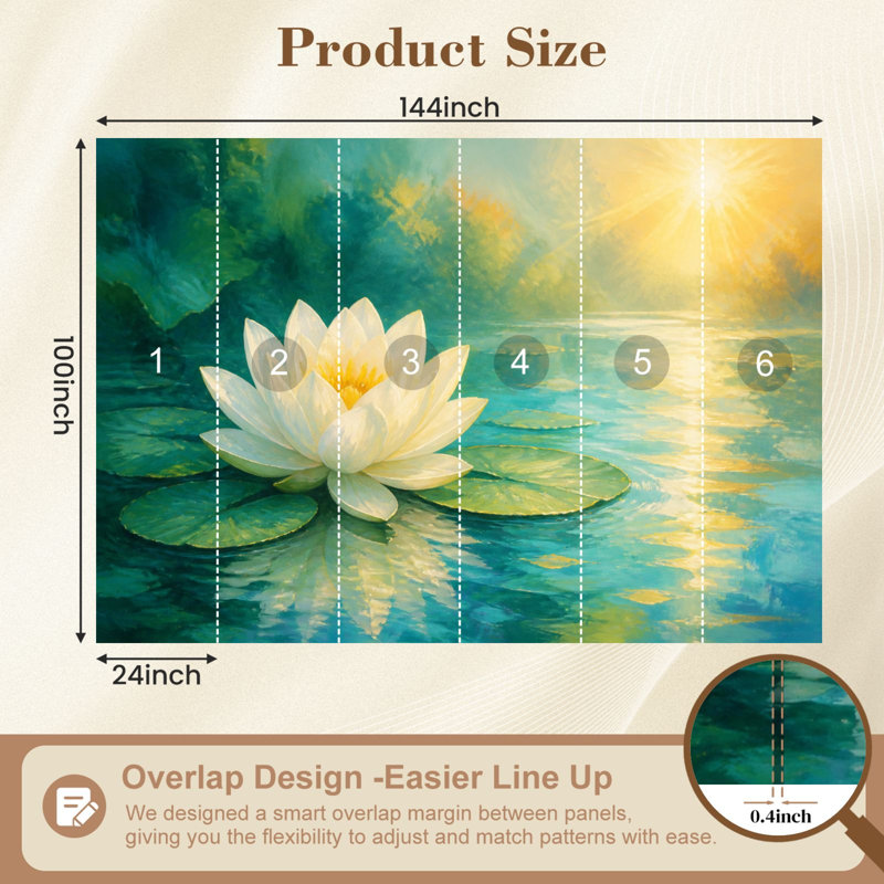 Décoration murale auto-adhésive moderne à motif de fleur de lotus blanche pour salon de chambre à coucher L 100 po x l 144 po