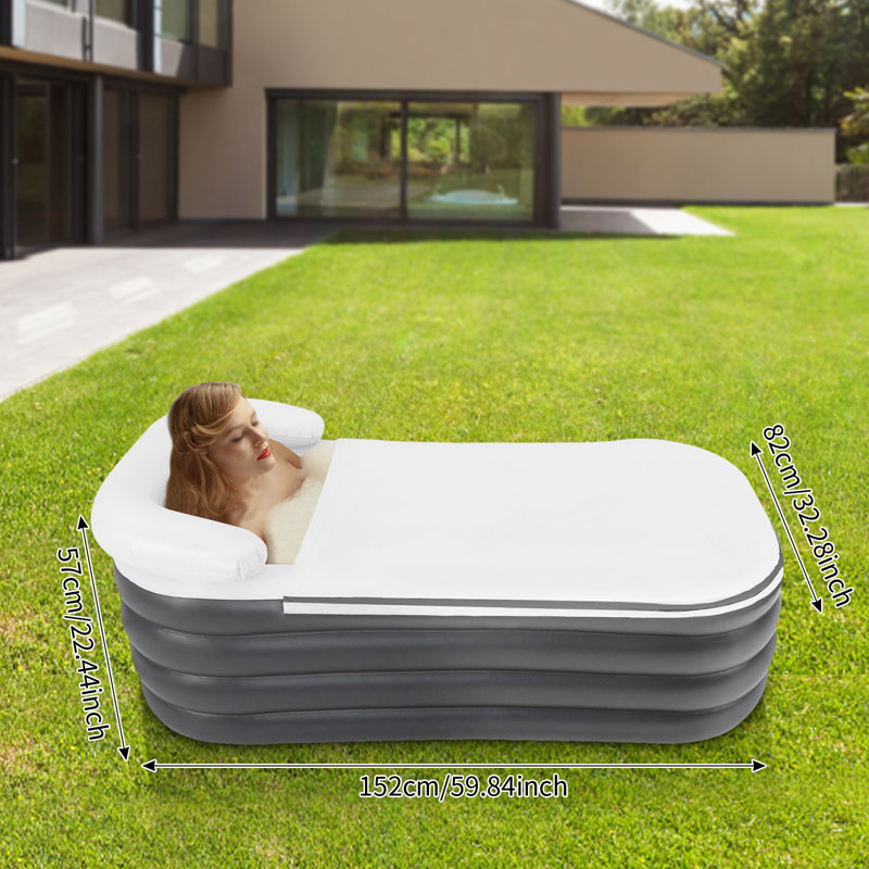 Portable Inflatable Bathtub SPA Bathtub, Dark Gray
