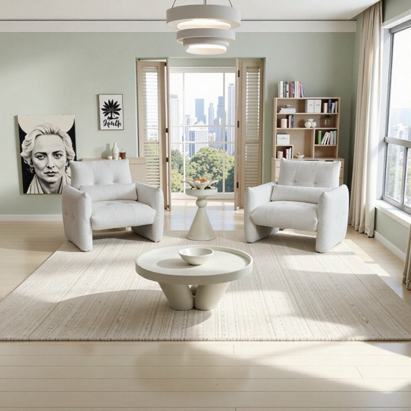 Fauteuil d'appoint en velours avec coussin lombaire Raindrop, Beige