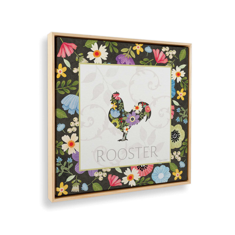 Spring Farm Rooster by Annie LaPoint Art Print, Toile avec cadre, L 20 po x H 20 po, Érable