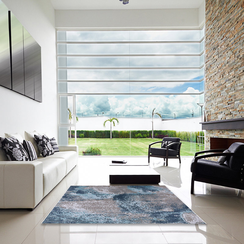 Tapis bleu / gris Broadalbin, Carré 5 pi