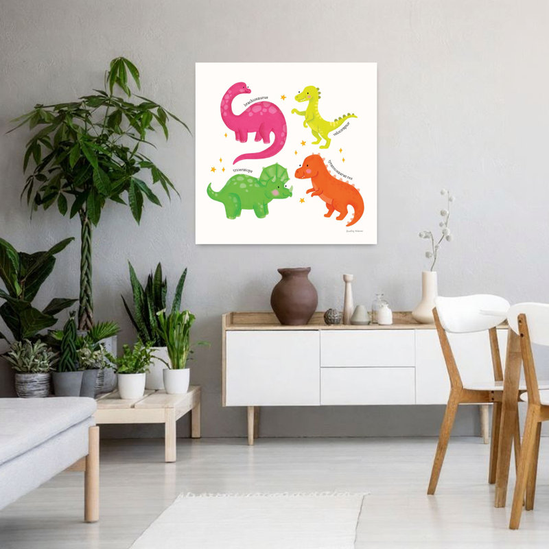 Dino contemporain avec animaux, art lumineux, H 36 po x l 36 po