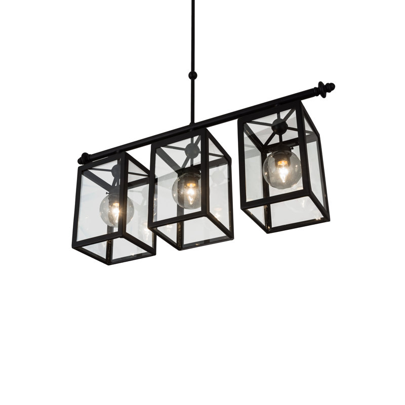 Lustre carré / rectangulaire à 3 lumières pour îlot de cuisine Ardehs
