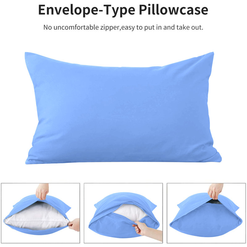 Edyson Microfiber Solid Colour Duvet Cover Set with Pillowcases, Light Blue, Single - 1 Standard Pillowcase