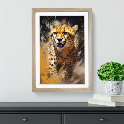 Cheetah Action - Single Picture Frame Print on Wood