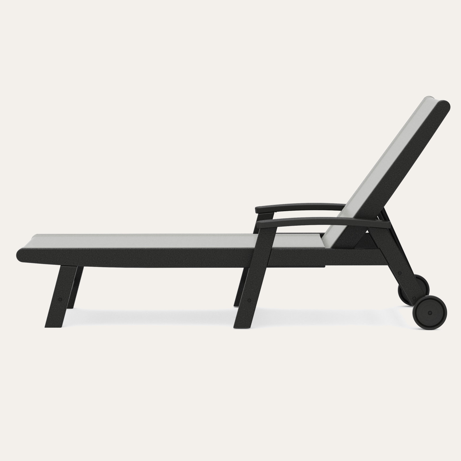 POLYWOOD® Coastal 28" Patio Chaise Lounge, Metallic, Black
