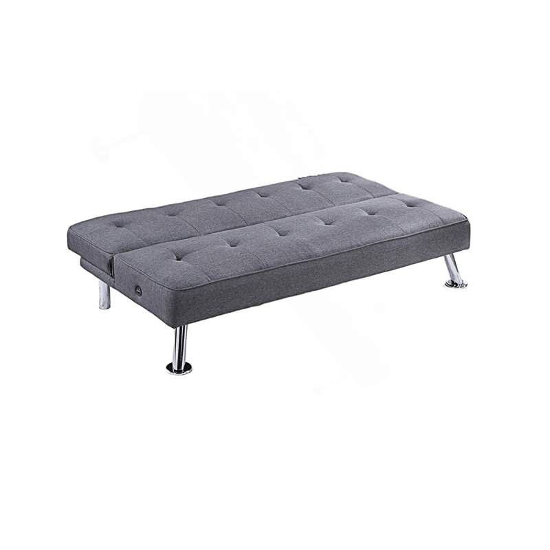 Canapé capitonné réglable avec port USB, Bleu gris