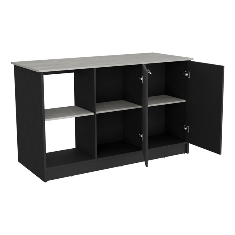 Versatile Kitchen Island with Abundant Storage and Stylish Design for Efficient Cooking, Black/Ivory