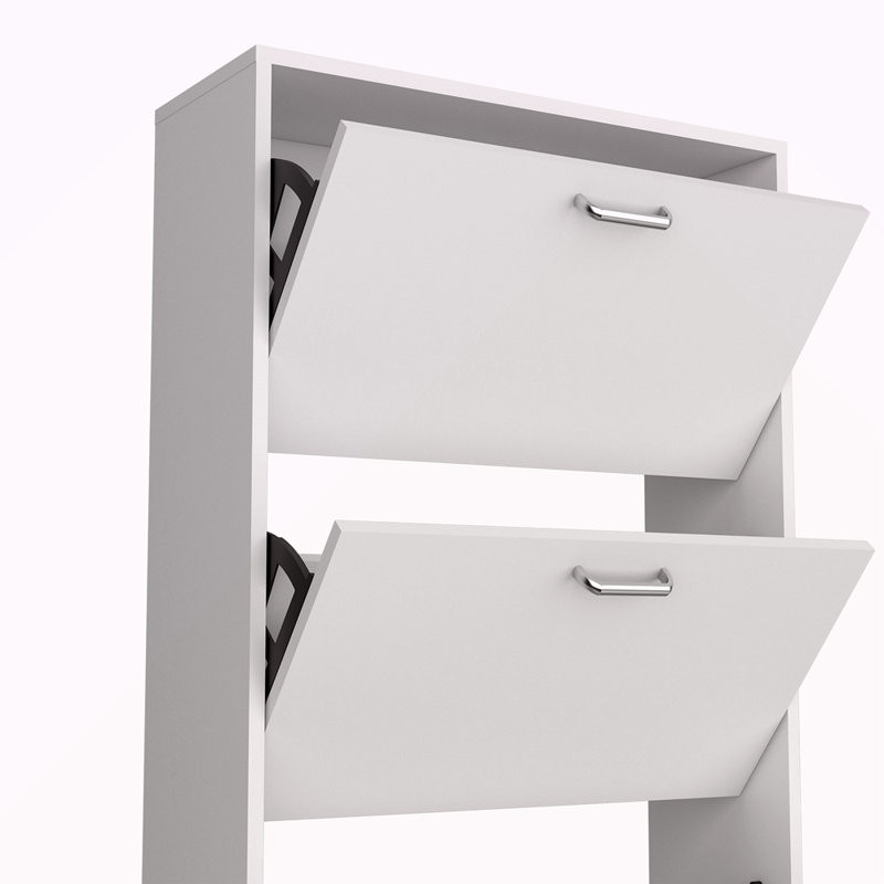 Range-chaussures, 3 portes, 3 tablettes, Blanc
