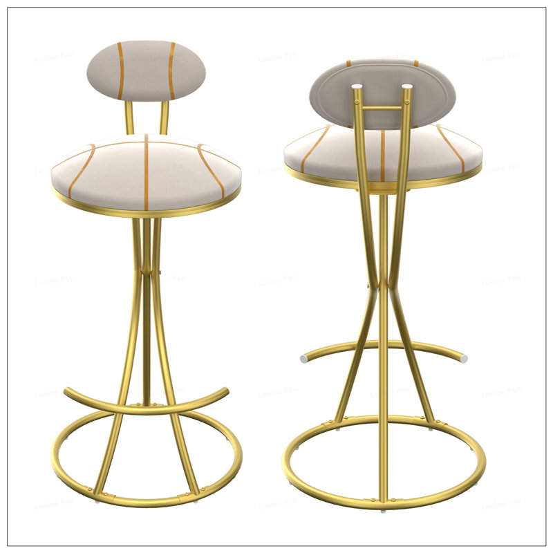 2PCS S-Shaped Stripe Stools With Metal Legs, Gold