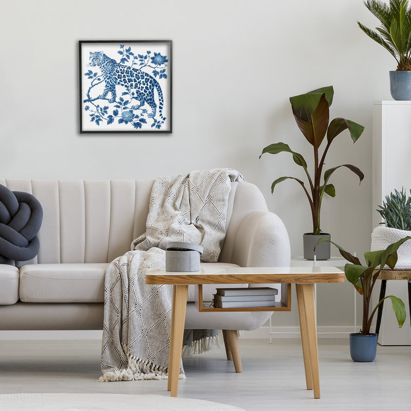 Giclée encadrée par un léopard traditionnel, Giclée encadrée noir minuit, H 12 po x l 12 po