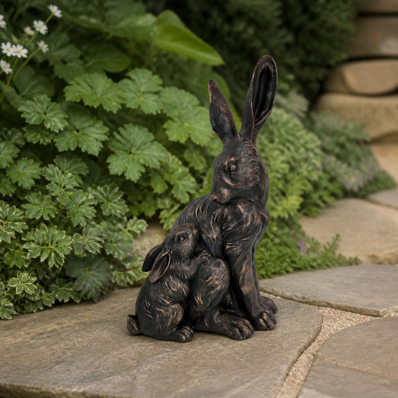 Mother Hare and Baby Garden Statue