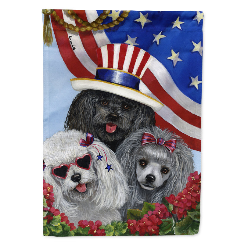Drapeau de jardin en polyester 2 côtés Hype Pug USA 1 x 0,11 pi, Caniche