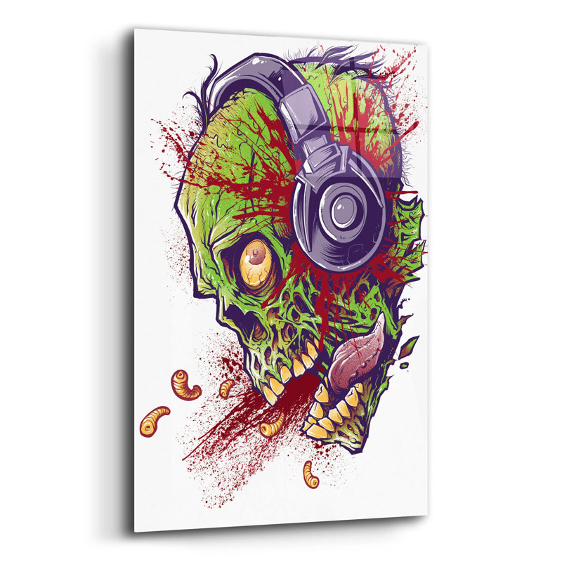 Zombie avec casque sur plastique / acrylique par Flyland Designs Print, H 16 po x l 12 po x P 0,13 po
