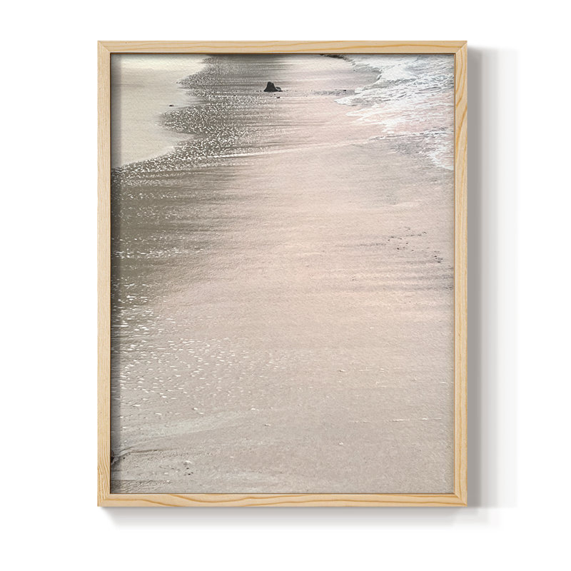 Reproduction encadrée de sable doux rose - bois massif, Naturel, H 11 po x l 9 po