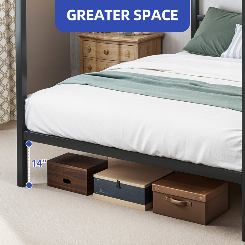 Metal Canopy Platform Bed, Queen