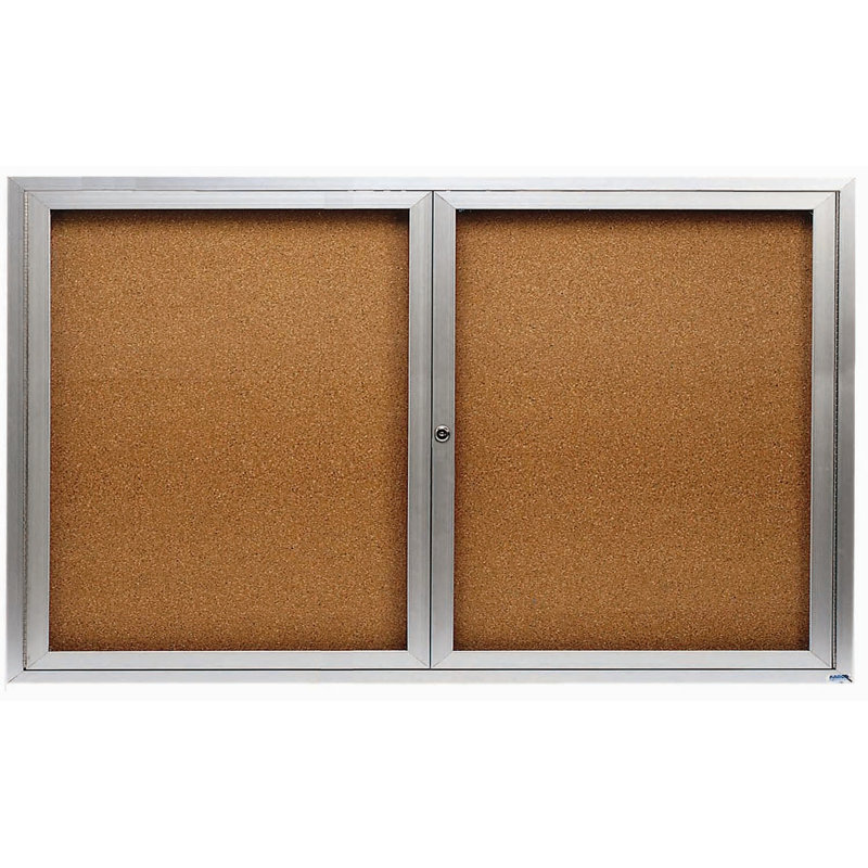 Enclosed Wall Mounted Bulletin Board LED Illuminated, Three, 48" H x 72" W, Red