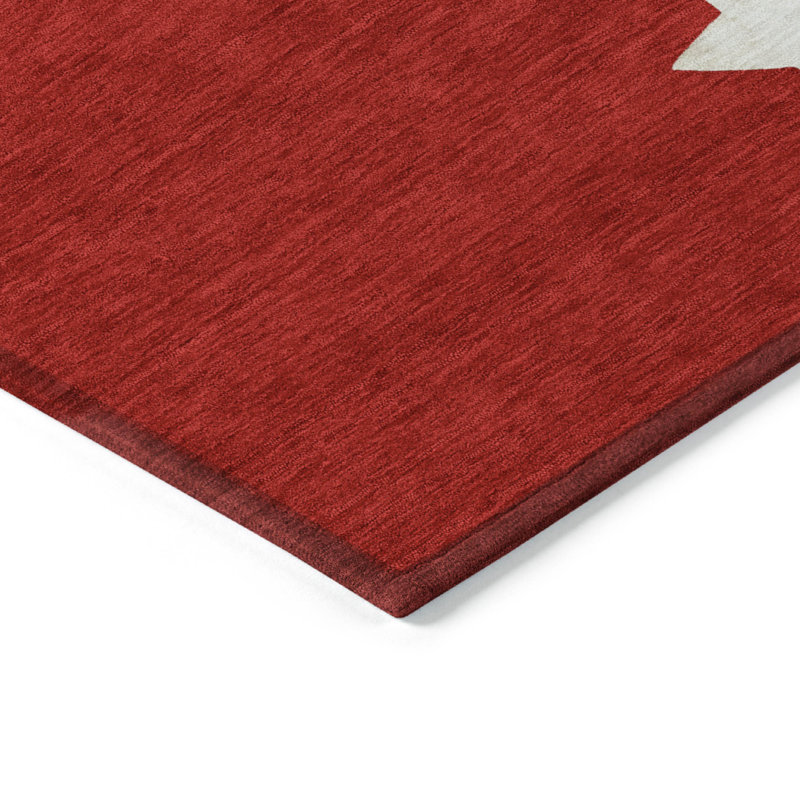 Festive Red Synthetic Washable Christmas Gift Rug 3' x 5'