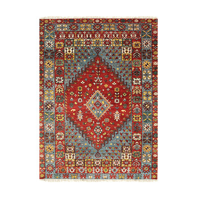Mervyn Traditional Red Hand Knotted Wool Medallion Area Rug