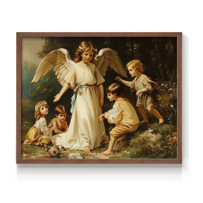 Angels From Above-CX - Reproduction encadrée - Restickable, Noyer, H 22 po x l 28 po