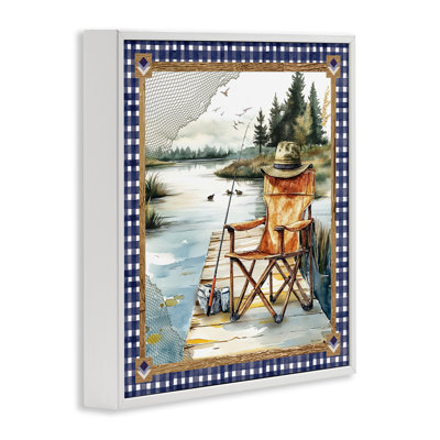 Fauteuil de pêche sur quai, estampe numérique, conception par Nicole DeCamp