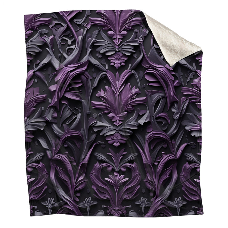 Purple Floral Embossed Blankets, 50in W x 60in H