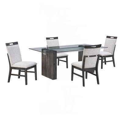 Table de salle à manger grise avec verre trempé