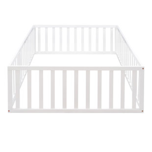 Twin Size Wooden Daybed Frame with Safety Fence Rails, Platform Mattress Foundation, Gray