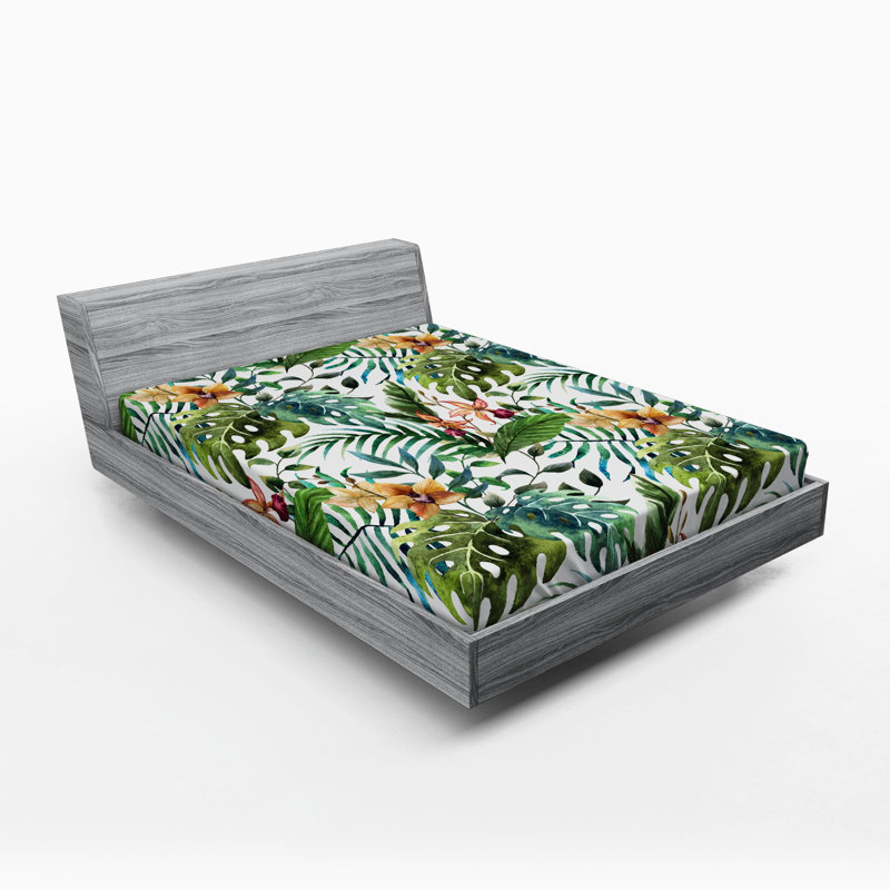 Microfiber Floral Fitted Sheet, Full Fitted Sheet
