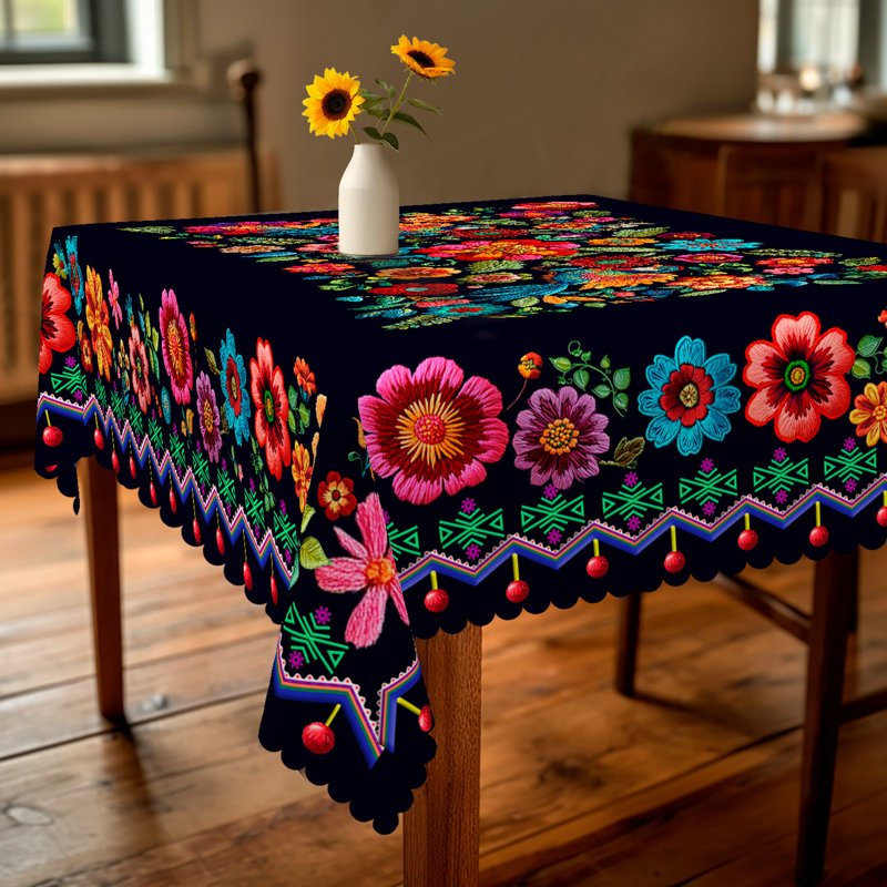 Housse de table à fleurs florales rectangulaires printemps / été 152x220 cm Ellis, L 86 po x l 60 po
