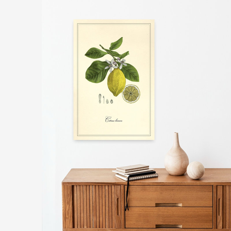 Citron et fleurs rétro, art floral rétro, H 24 po x l 16 po