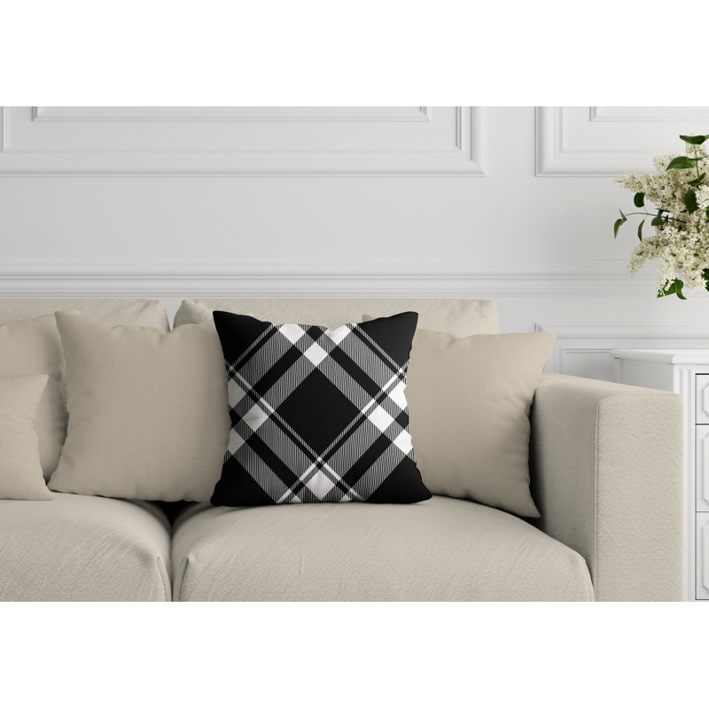Oscar Abstract Outdoor Reversible Throw Pillow, 17W" x 17H", Black