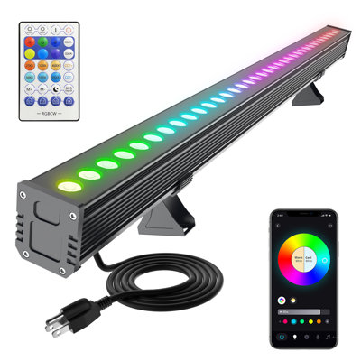 Smart Wall Washer Light Dimmable APP Control, 180W RGBCW Colour Changing Linear LED Light Bar with RF Remote Control, Group Function, Timing, Perfect for Outdoor & Indoor Lighting Projects