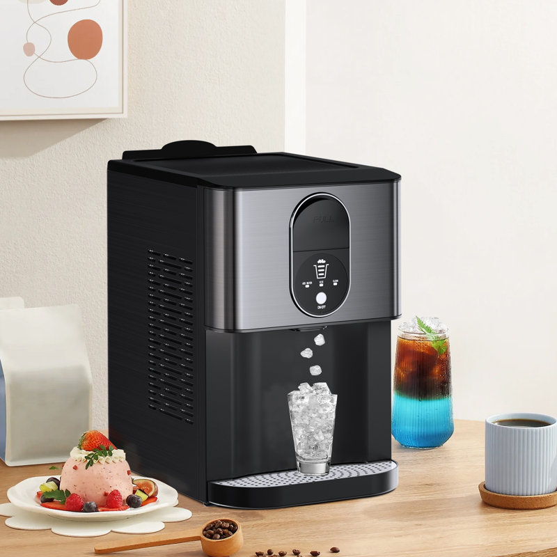 Havato Coutertop Ice Maker,Portable Stainless Steel Ice Maker Machine 44Lbs/24H Ice Cubes With Auto Self-Cleaning, Black