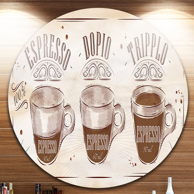 Espresso Kraf Brown - reproduction d'impression sur cercle métallique, H 38 po x l 38 po x P 1 po, Métal