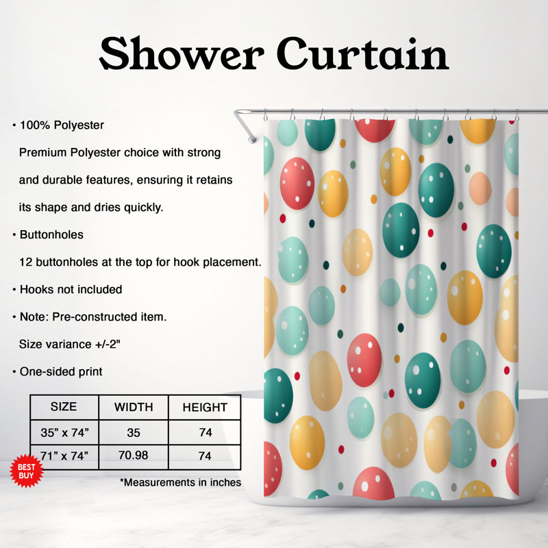 Rideau de douche Spots Elements - Premium, H 74 po x l 71 po