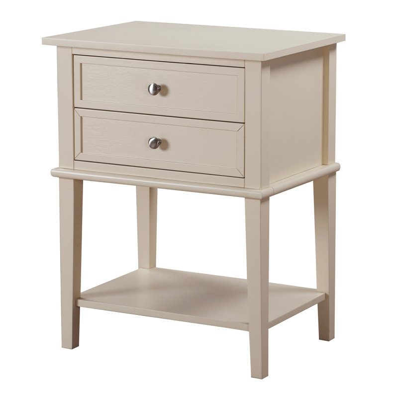 Table de chevet 2 tiroirs Newton, beige, Beige