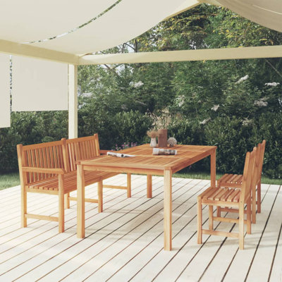 Sumava 4 - Person Teak Rectangular Solid Wood Patio Dining Set