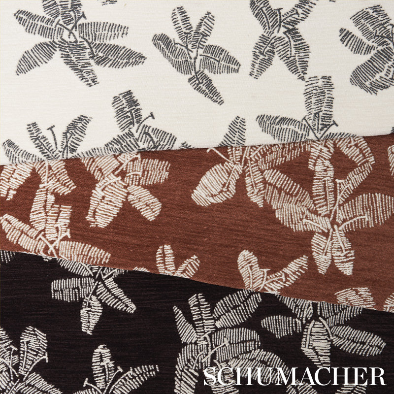 Schumacher x Caroline Z Hurley Hibiscus Fabric, Teak