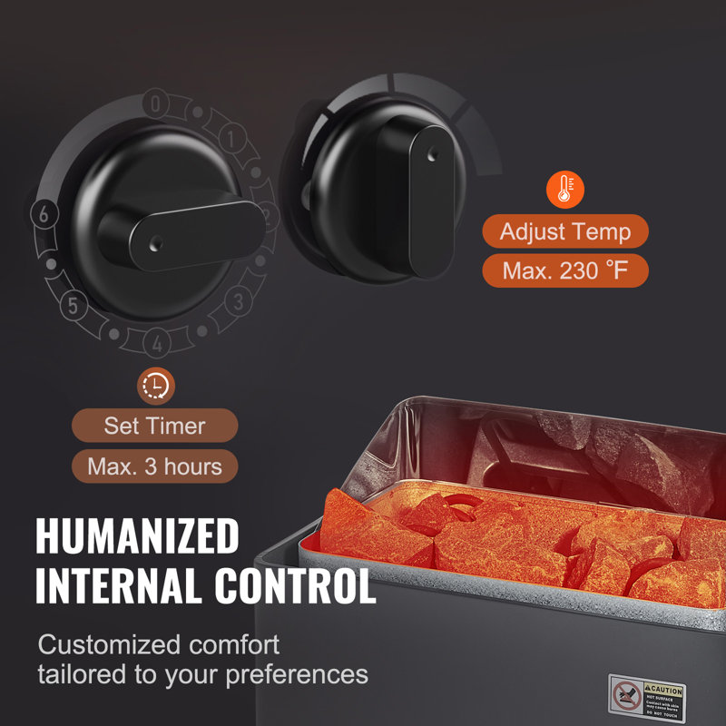 Poêle de sauna électrique de 3 kW 220 V, avec commandes intégrées, minuterie de 3 h et température réglable pour un volume maximal de 70 à 141 pieds cubes (environ 2 m³). Parfait pour la maison, l'hôtel, le spa et la douche.
