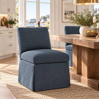 Upholstered Dining Chair With Casters & Removable Slipcover