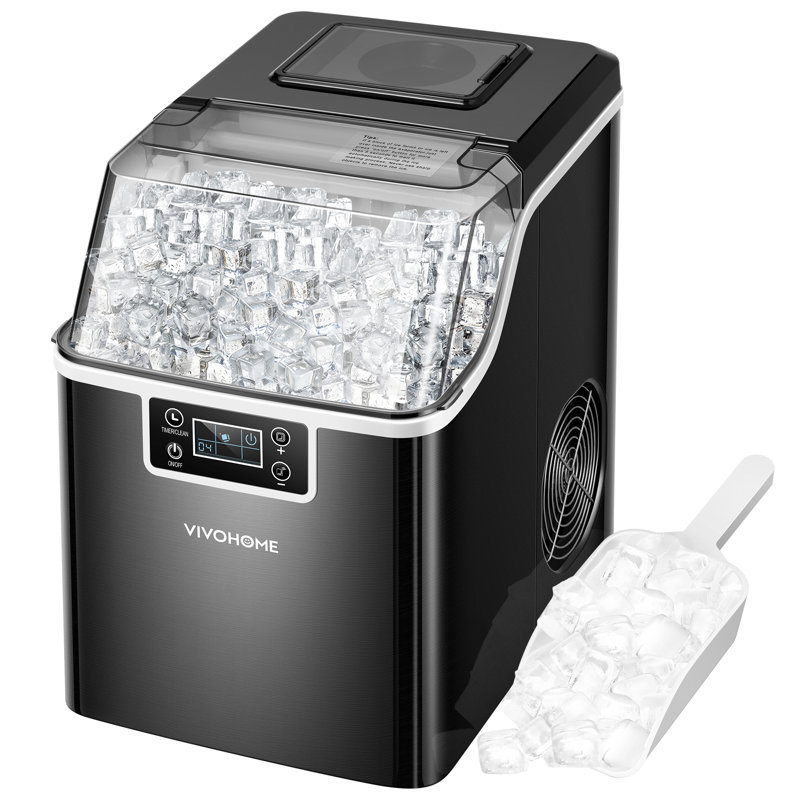 Machine à glaçons portative en acier inoxydable 45 lb avec auto-nettoyage, Noir, noir, noir, noir